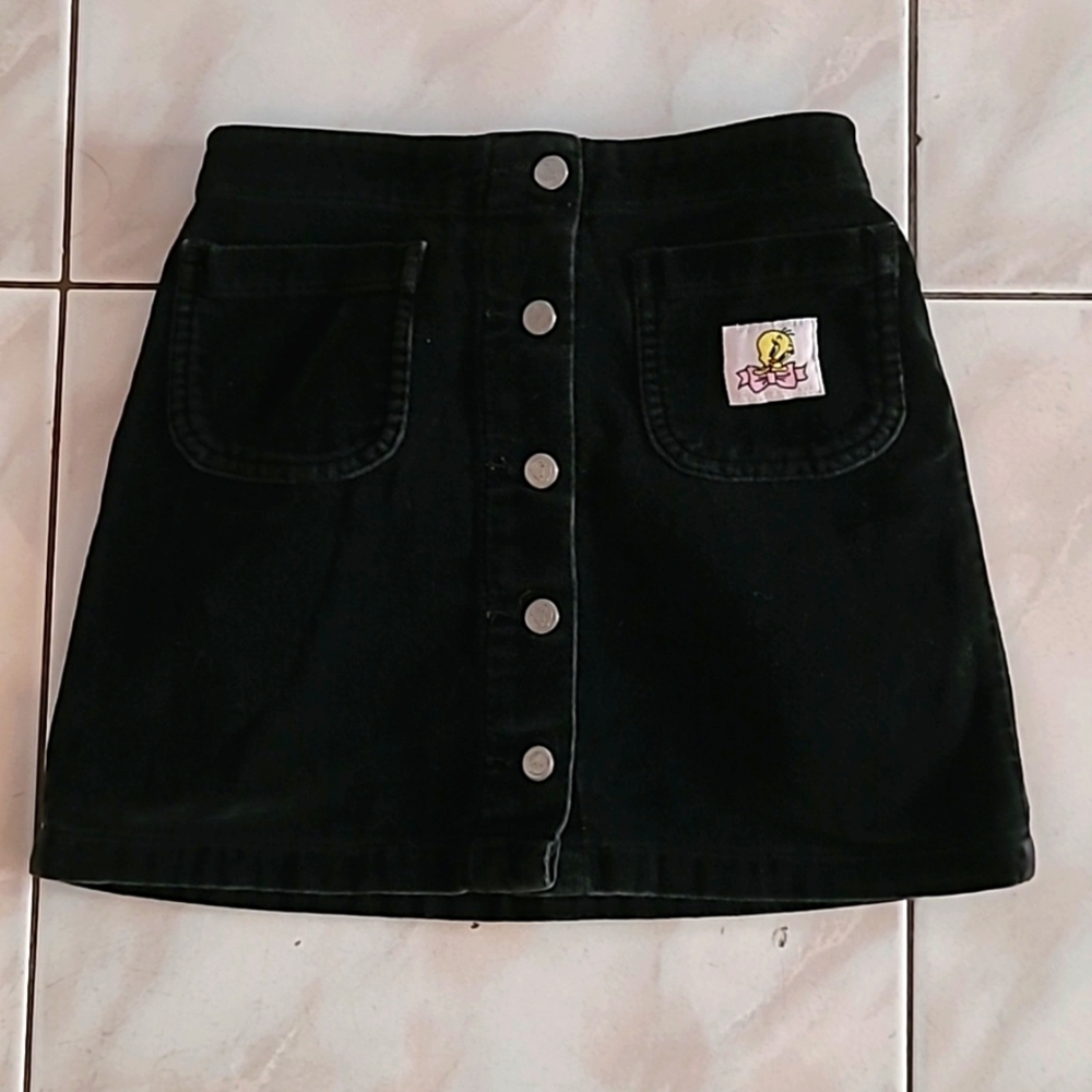 Warner Bros. Studio Store Kids Tweety Bird Black Velvet Skirt  Child Size S